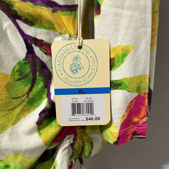 Caribbean Joes Floral V-Neck Women's Top NWT size XL - Picture 3 of 8